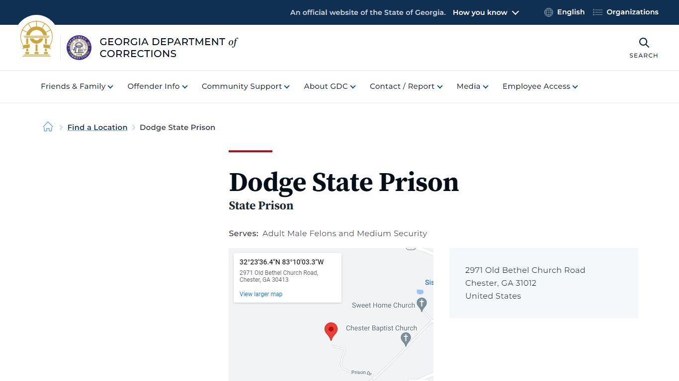 Dodge State Prison | Georgia Department of Corrections