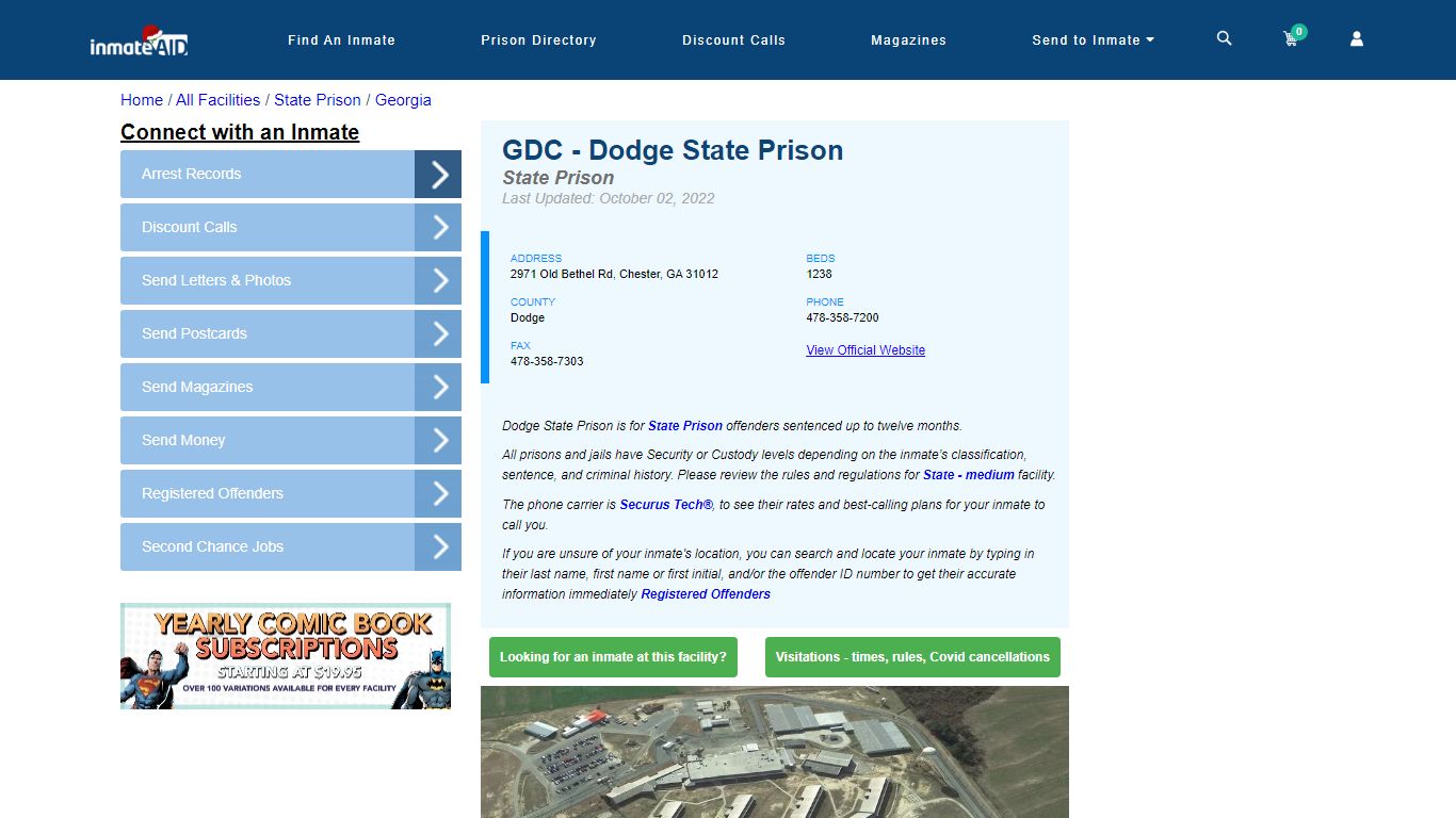 GDC - Dodge State Prison & Inmate Search - Chester, GA