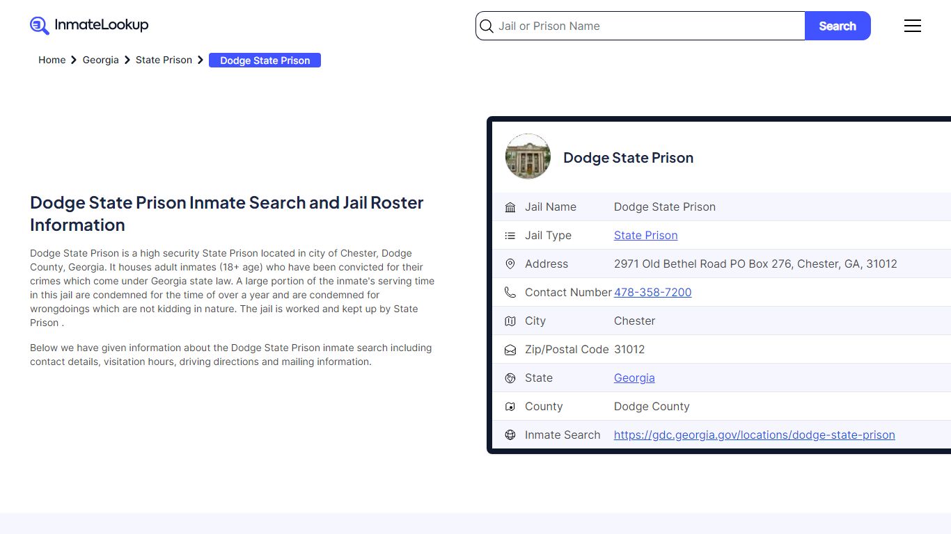 Dodge State Prison Inmate Search, Jail Roster, Bookings, Arrests ...